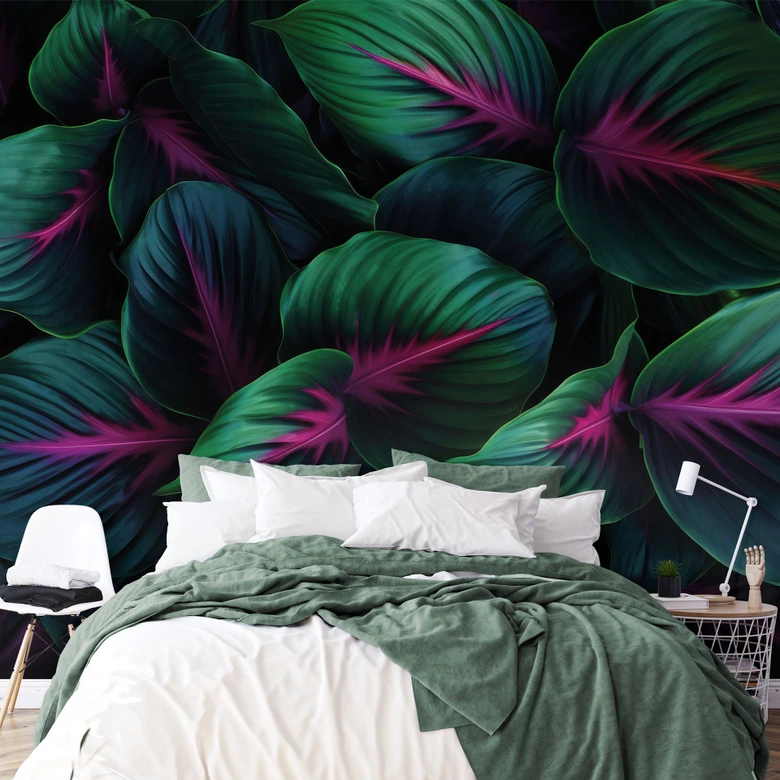 Fototapete Farbenfrohe Dschungelpflanzen - Paksoylu 