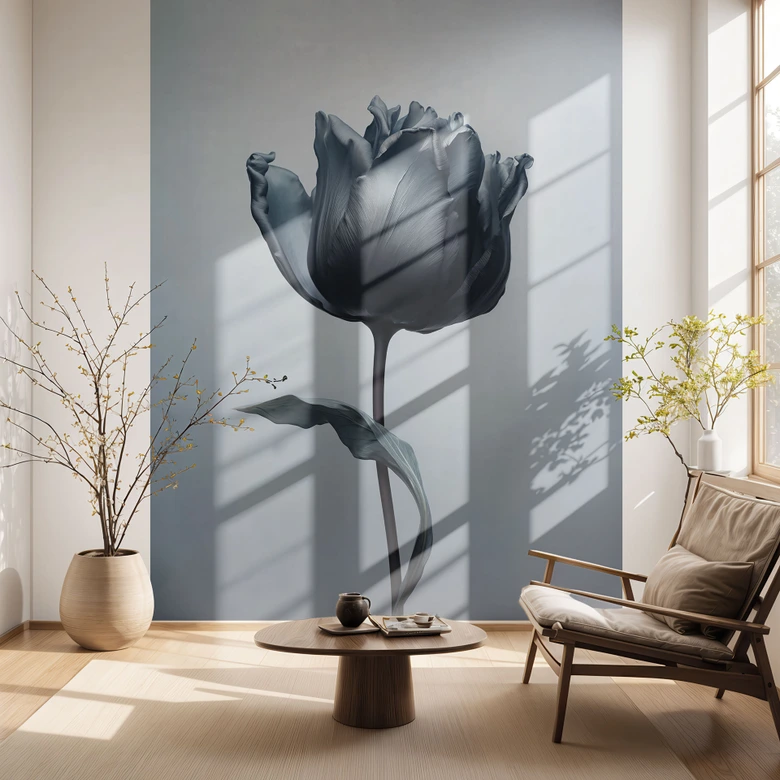 Fototapete Samtige Tulpe in Schwarz - Paksoylu 