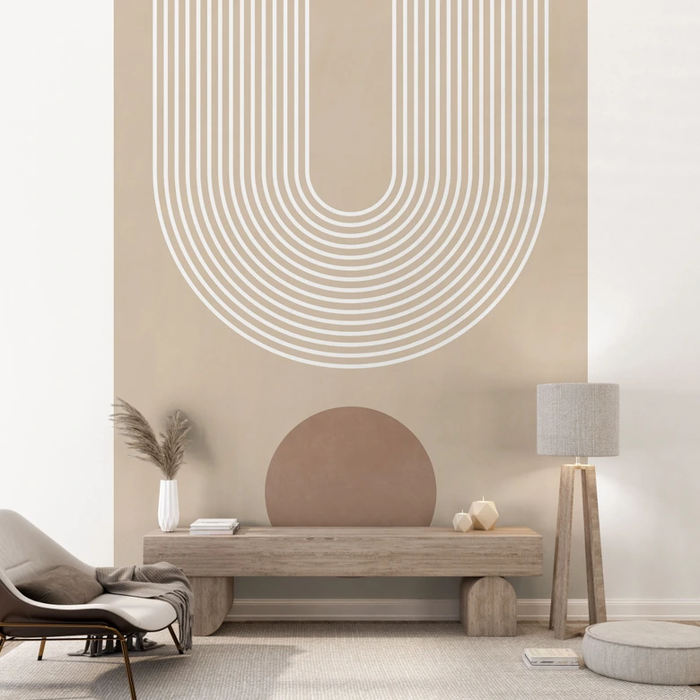 Wall Mural Abstract Geometry in Balance - Beige - Ristova 