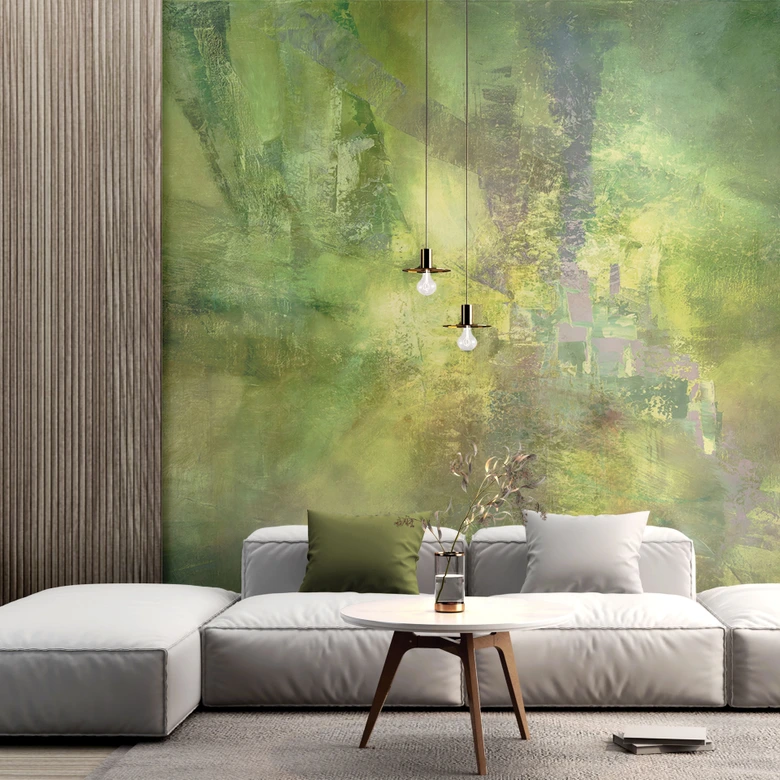 Wall Mural non-woven wallpaper - play of colors in gold green - Schmucker 