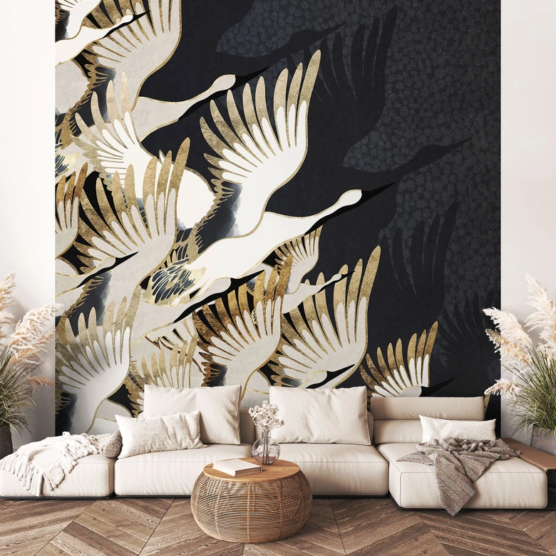 Fototapet Flyvende traner - SpaceFrog Designs 