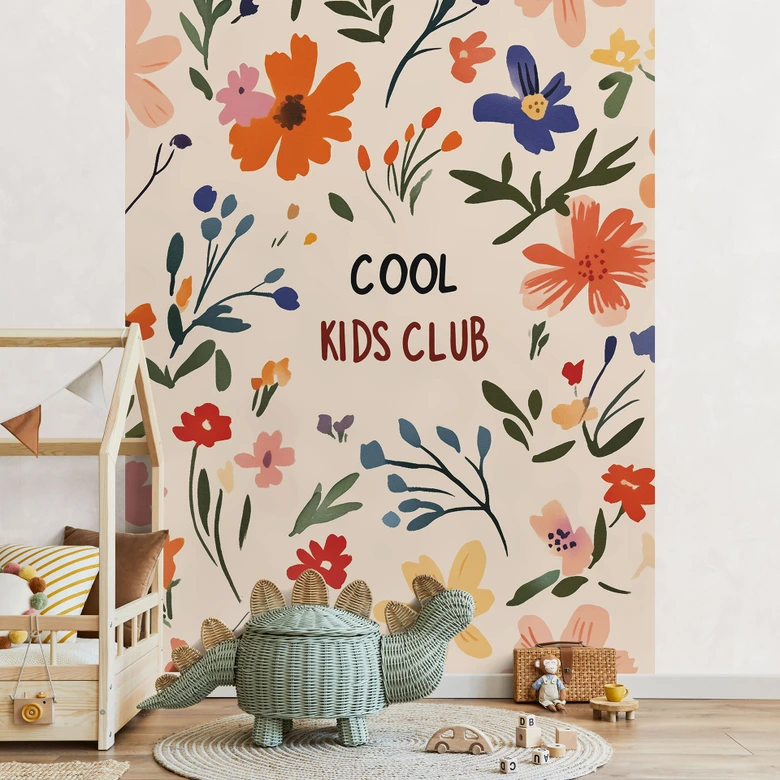 Papier peint intissé pour chambre d'enfant - Cool Kids Club Fleurs colorées - Treechild 