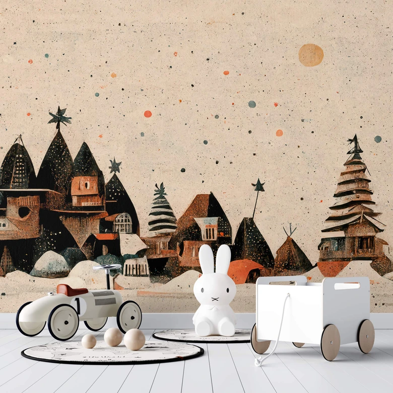 Fotobehang Treechild - Kerst in het Dorp 