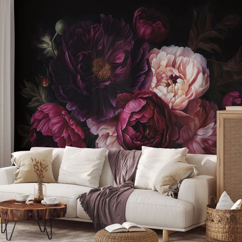 Fotobehang Boeket bloemen met pioenen - UN Designs 