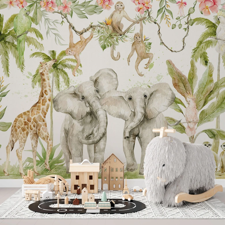 Fototapet Dyr i den tropiske jungle - UN Designs 