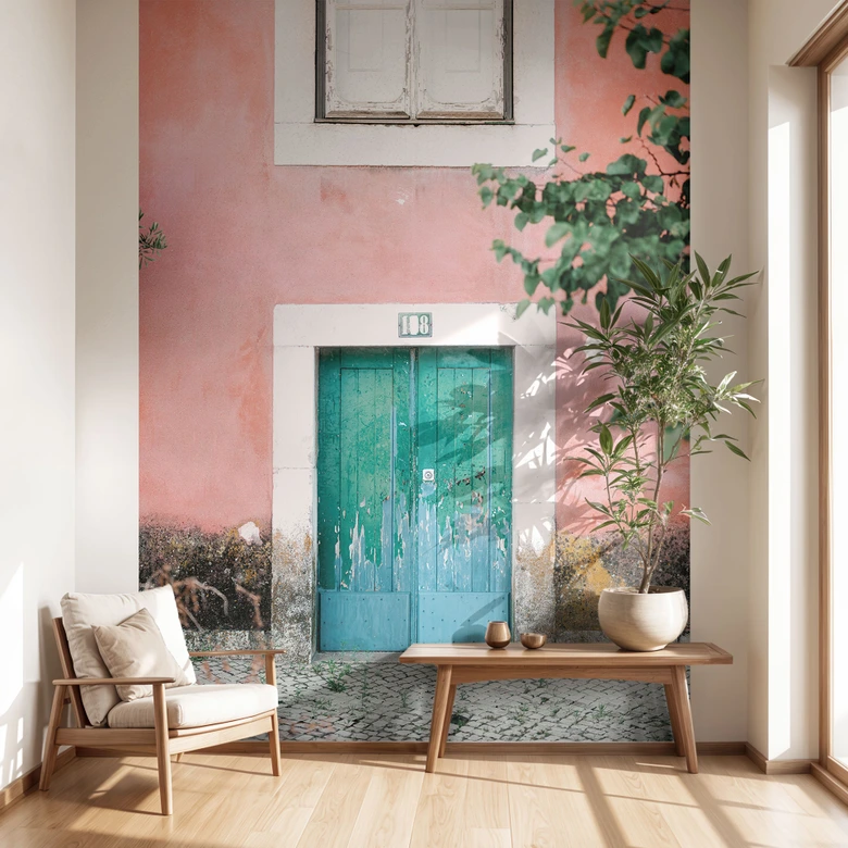 Śródziemnomorska fasada domu w Lizbonie | Fototapeta Miasta i Miejsca - Zwart 