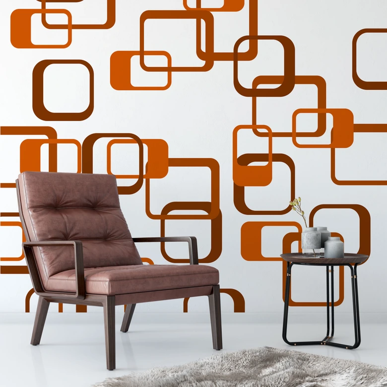 Retro Rectangles - Wall Mural 