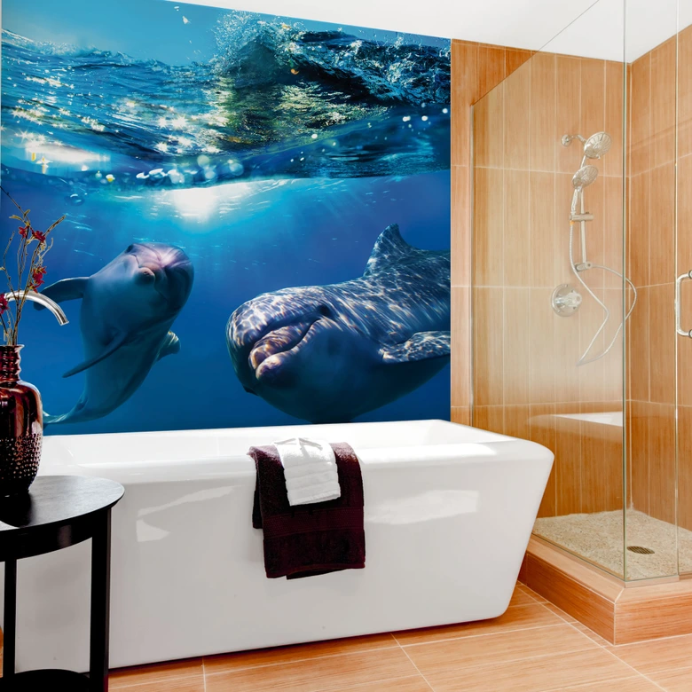 Fototapete Dolphins Underwater - 240x260 cm 