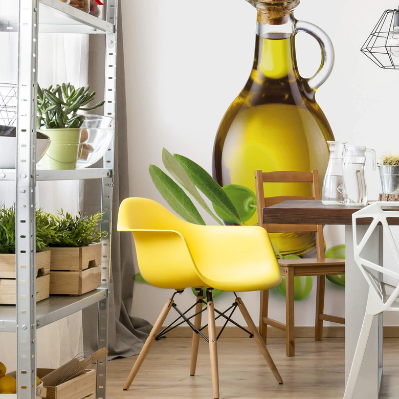 Fototapeta Olives and a Bottle - 192x260 cm 