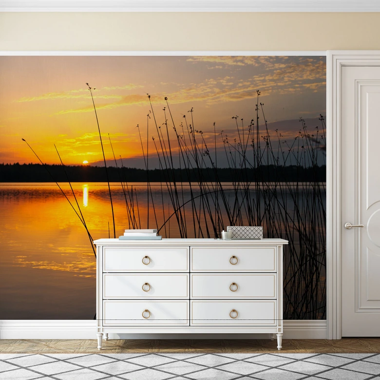 Fototapete Sonnenuntergang am See 