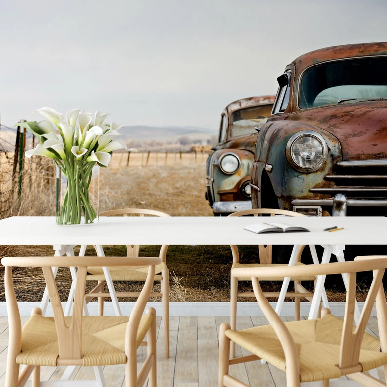 Old Rusted Cars - Wall Mural 