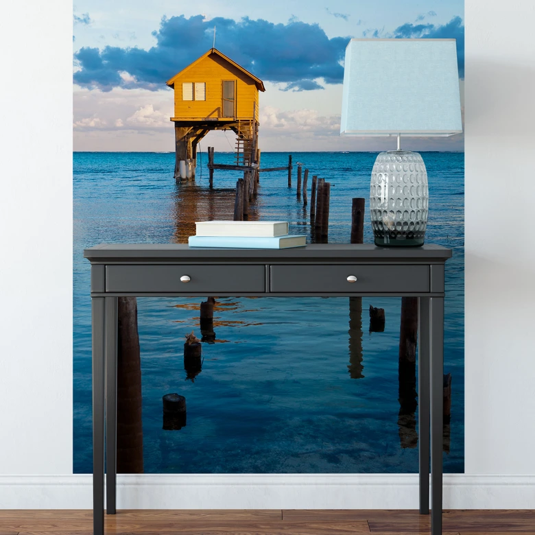 Fototapete Haus auf dem Meer - 144x260 cm 