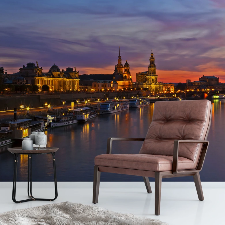 Fototapete Dresden im Nachtlicht - 384x260 cm 