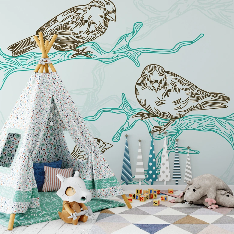 Fototapete Spatzen Illustration 