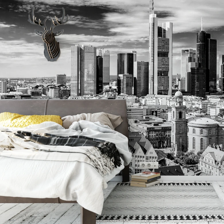 Fototapet med Frankfurts skyline - 384x260 cm 