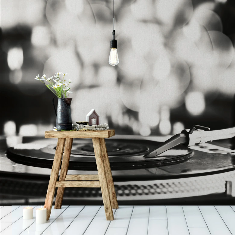 Fototapete Vinyl Record on Turntables - 240x260 cm 