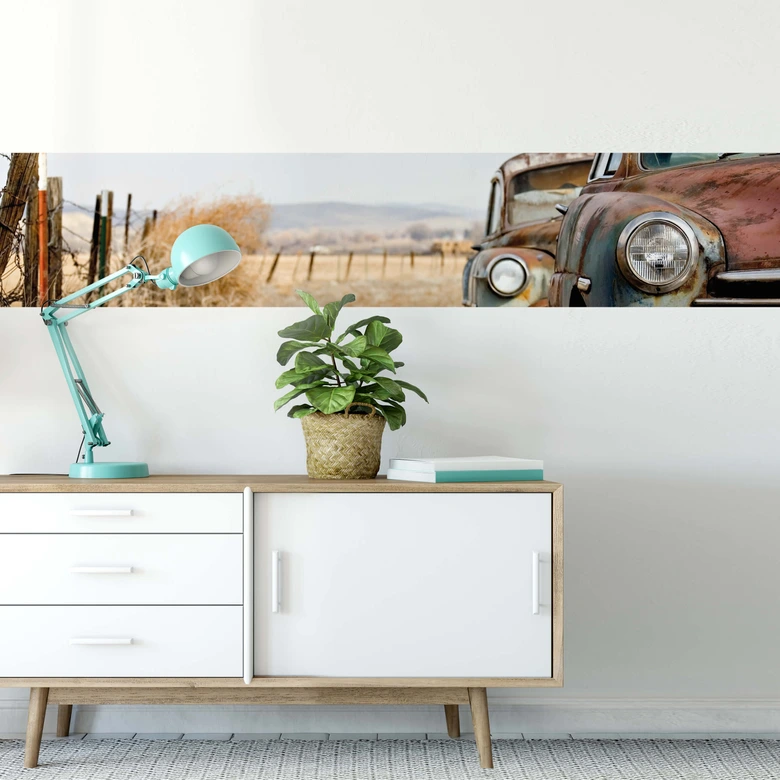 Fotobehang Oude Roestige Auto's - Panorama 