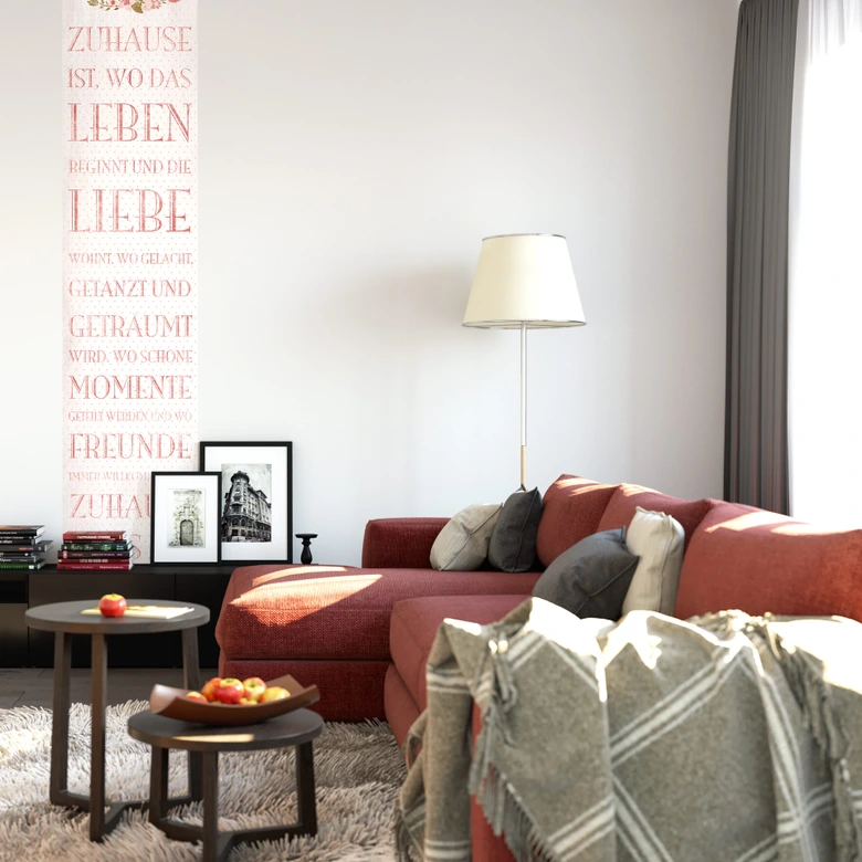Fototapete Zuhause ist, wo das Leben beginnt - 48x260 cm 