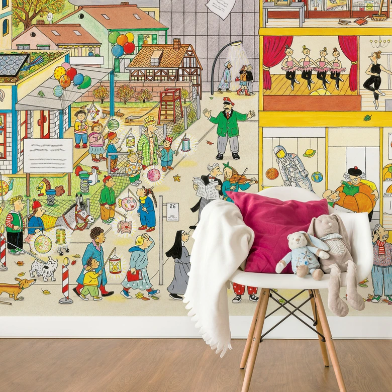 Fototapete Wimmel Kindergarten im Herbst 