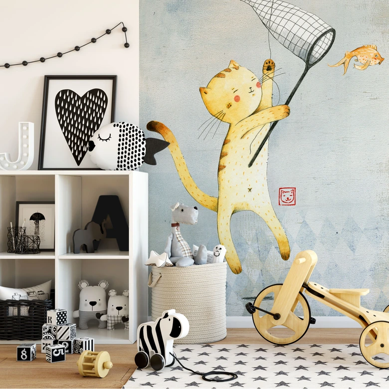 Fototapete Loske - Katze mit Ballon 