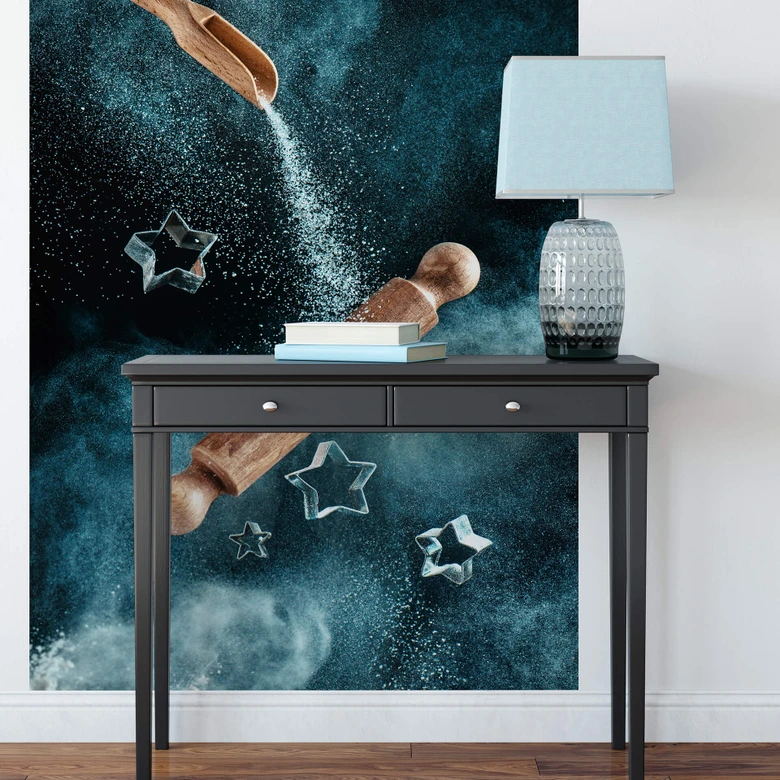 Fototapete Belenko - Kitchen mess: Star shaped Cookies 