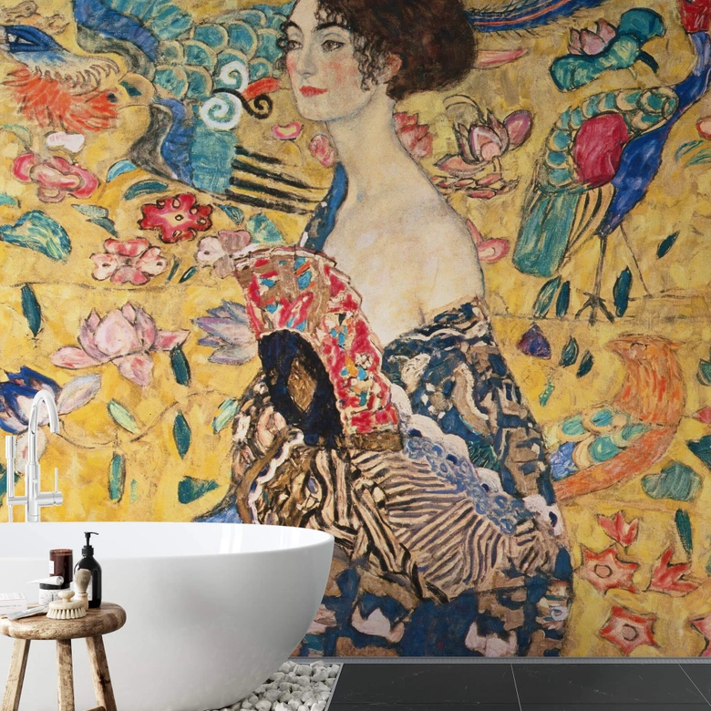 Fototapete Klimt - Dame mit Fächer - 288x260 cm 