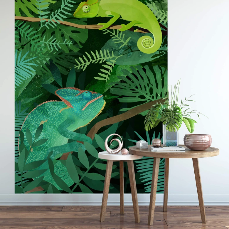 Wall Mural Goed Blauw - Chamaleons 