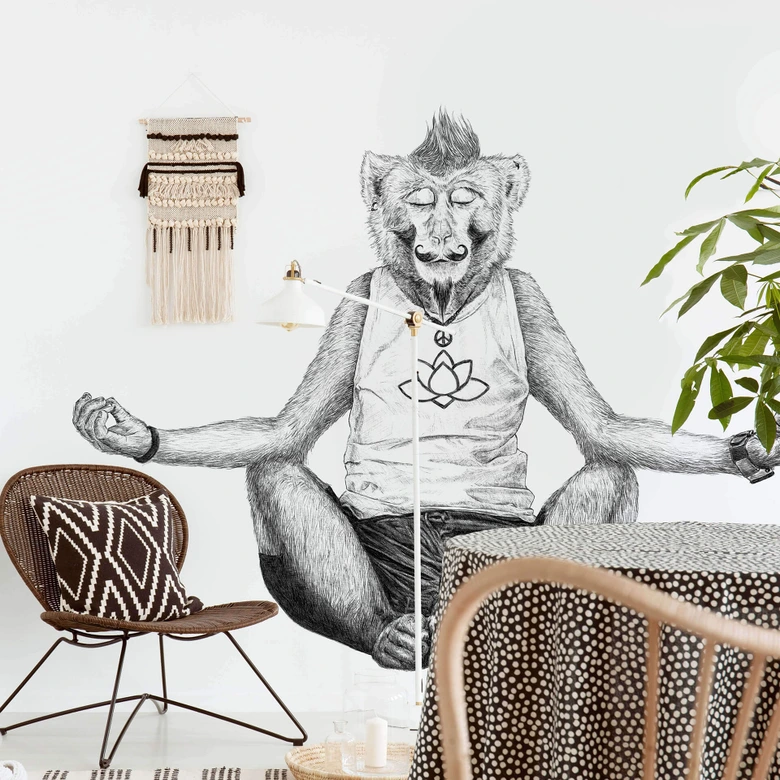 Fotobehang Kools - Monkey Yoga 