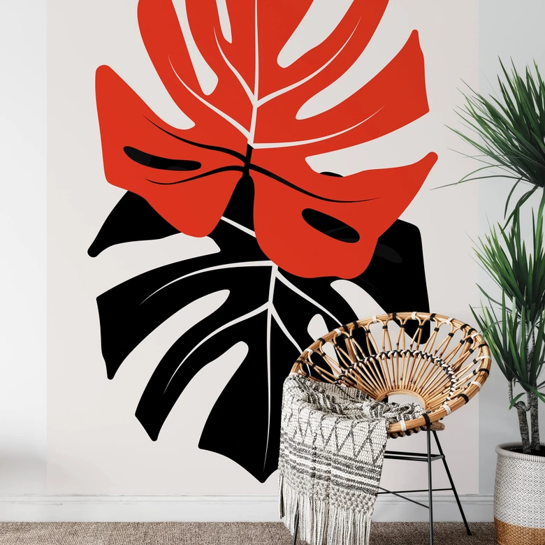 Fotobehang Kubistika - Monstera Duet 