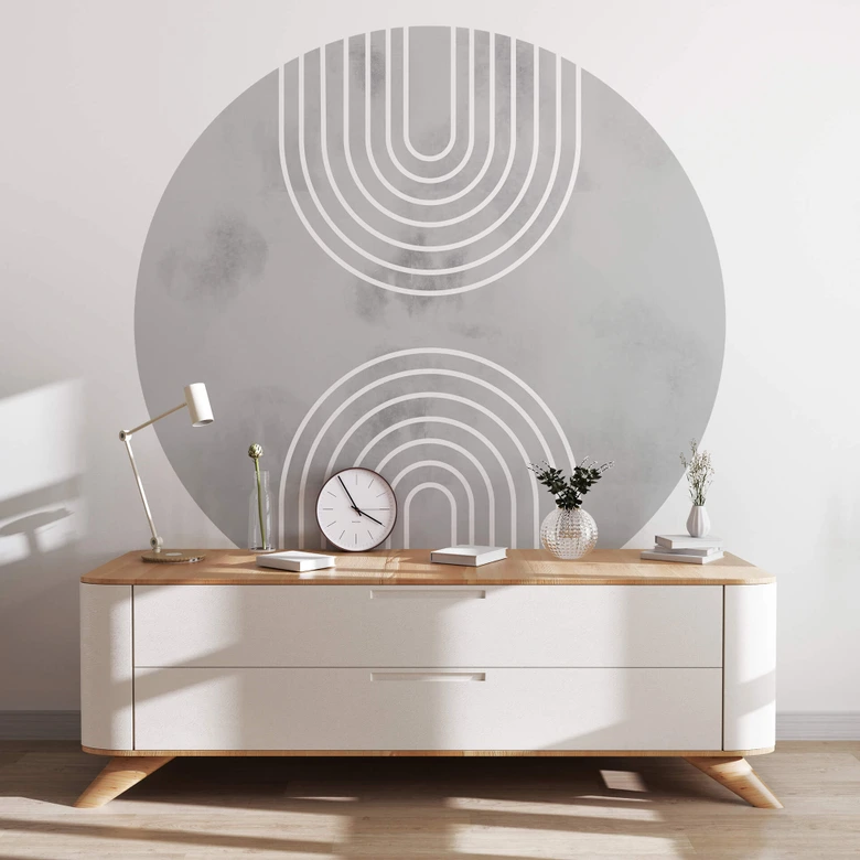 Papier peint photo 1X Studio - Arcs en glace - Rond - papier peint intissé/papier peint intissé autocollant 