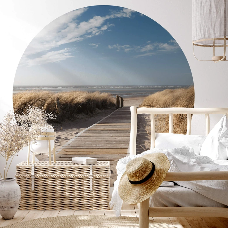 Fototapet Vid Östersjön - Rund - non-woven tapet/självhäftande non-woven tapet 