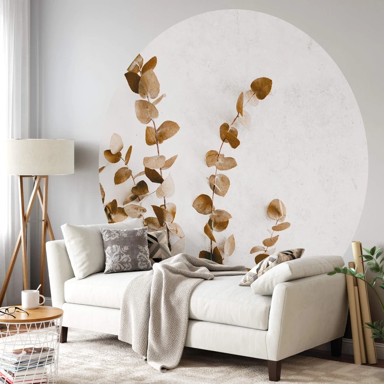 Round wall mural Annie - Dried Leaves - non self-adhesive/self-adhesive wallpapers 