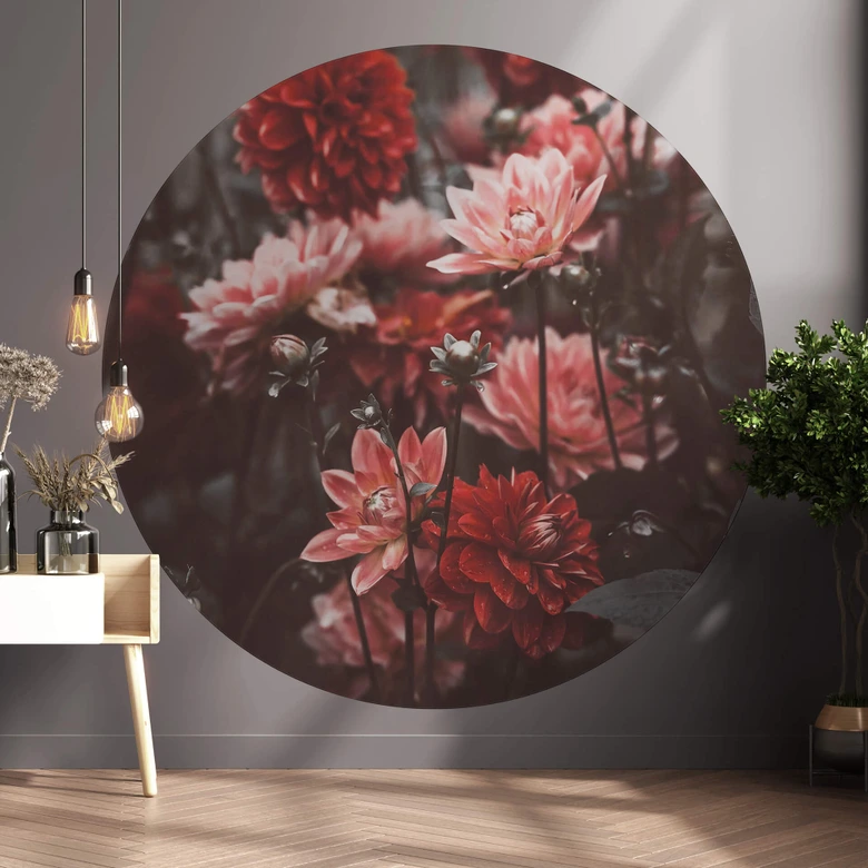 Annie - Flores de verano - fotomural redondo - Papel pintado autoadhesivo/no tejido 