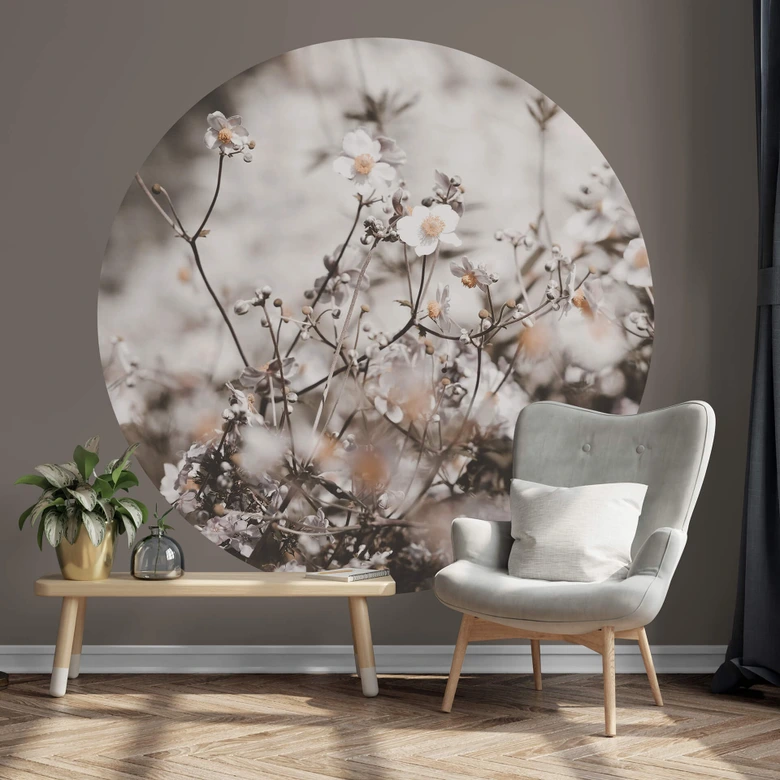 Annie - Vildblommor - Rund Fototapet - non-woven tapet/självhäftande non-woven tapet 