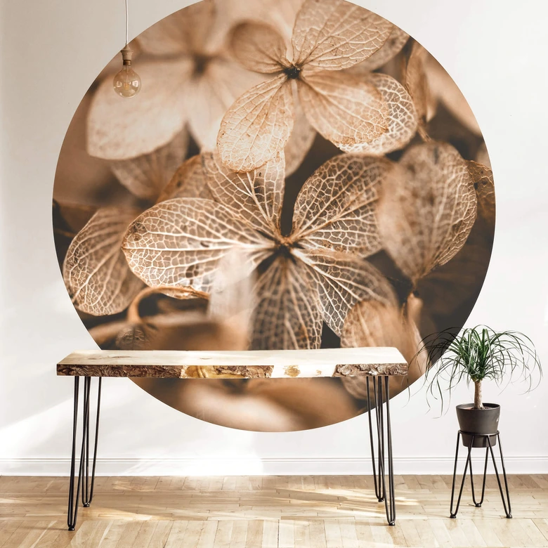 Round wall mural Annie - Delicate Flowers - non self-adhesive/self-adhesive wallpapers 