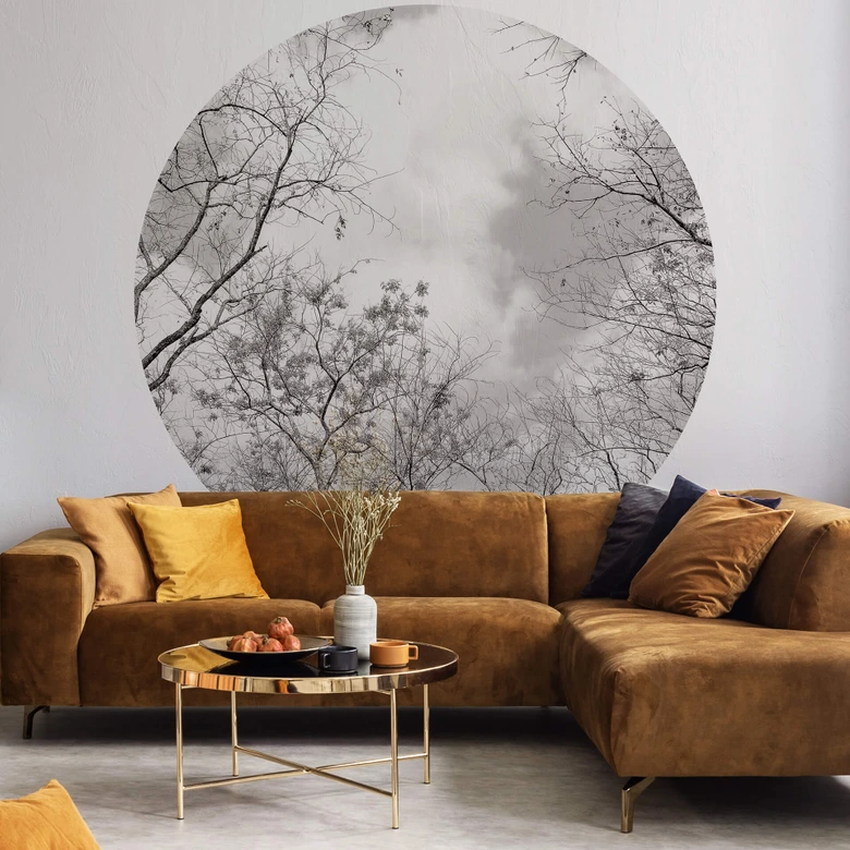 Round wall mural Treetops in the Sky - non self-adhesive/self-adhesive wallpapers 