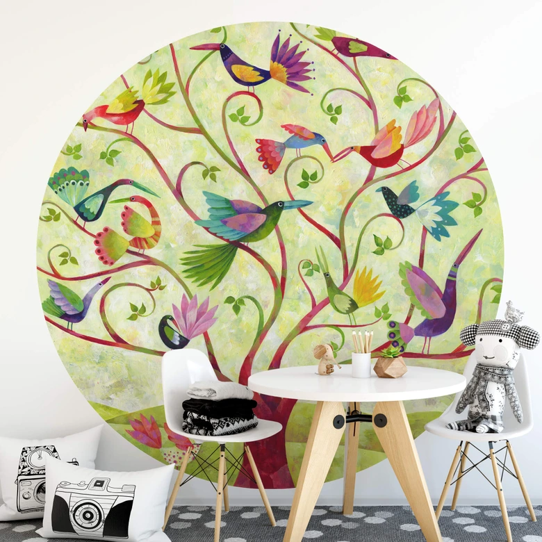 Behangcirkel Blanz - Tropical Bird - vliesbehang/zelfklevend vliesbehang 