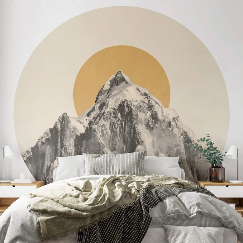 Tapet cirkel Bodart - Sun and Mountain - vliesetapet/selvklæbende non-woven tapet 