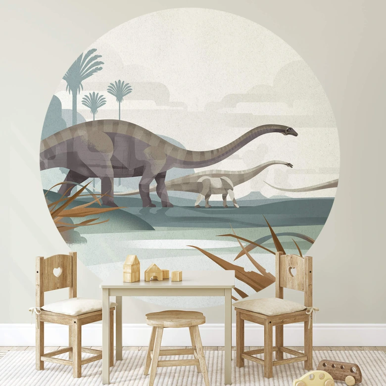 Fototapete Braun - Diplodocus - Rund - Selbstklebend/Vlies 