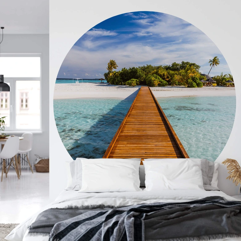 Fototapete Colombo - Paradies in der Südsee - Rund - Selbstklebend/Vlies 