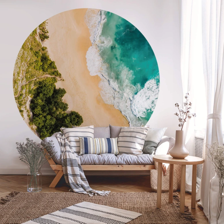 Fotomural Colombo - vista de la playa desde arriba - redondo - Papel pintado autoadhesivo/no tejido 