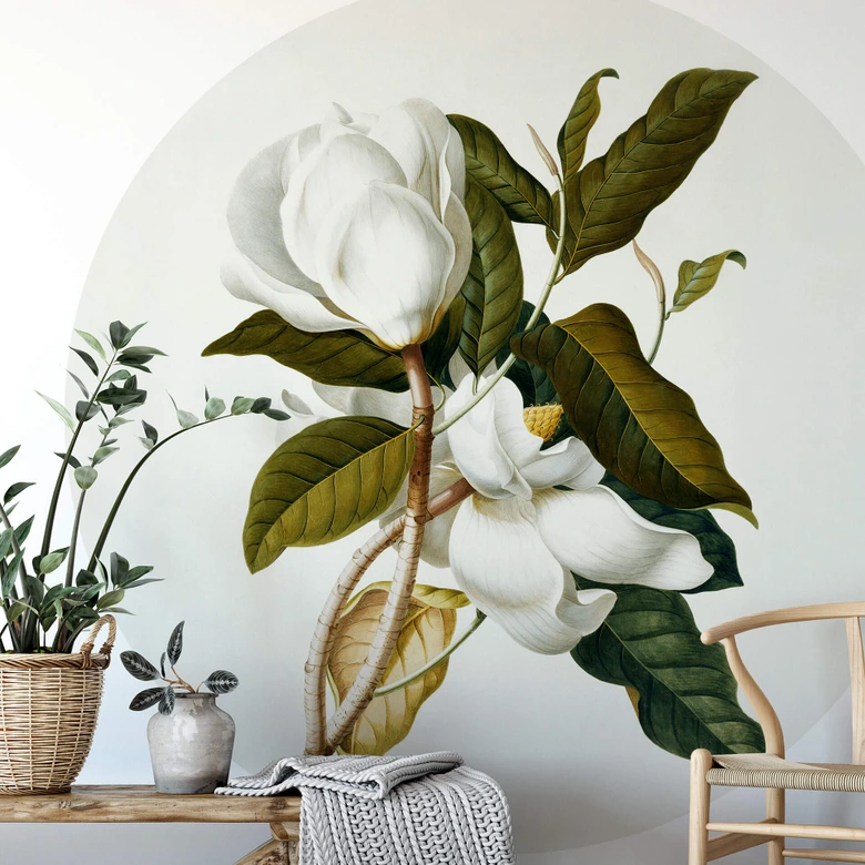 Fototapete Ehret - Magnolie - Rund - Selbstklebend/Vlies 