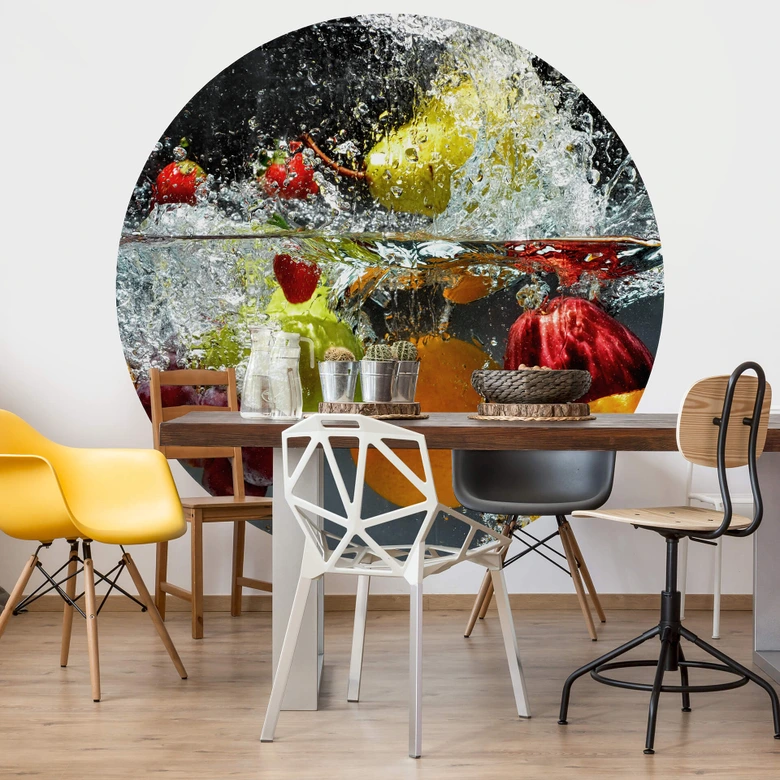 Fruta refrescante - Fotomural redondo - Papel pintado autoadhesivo/no tejido 