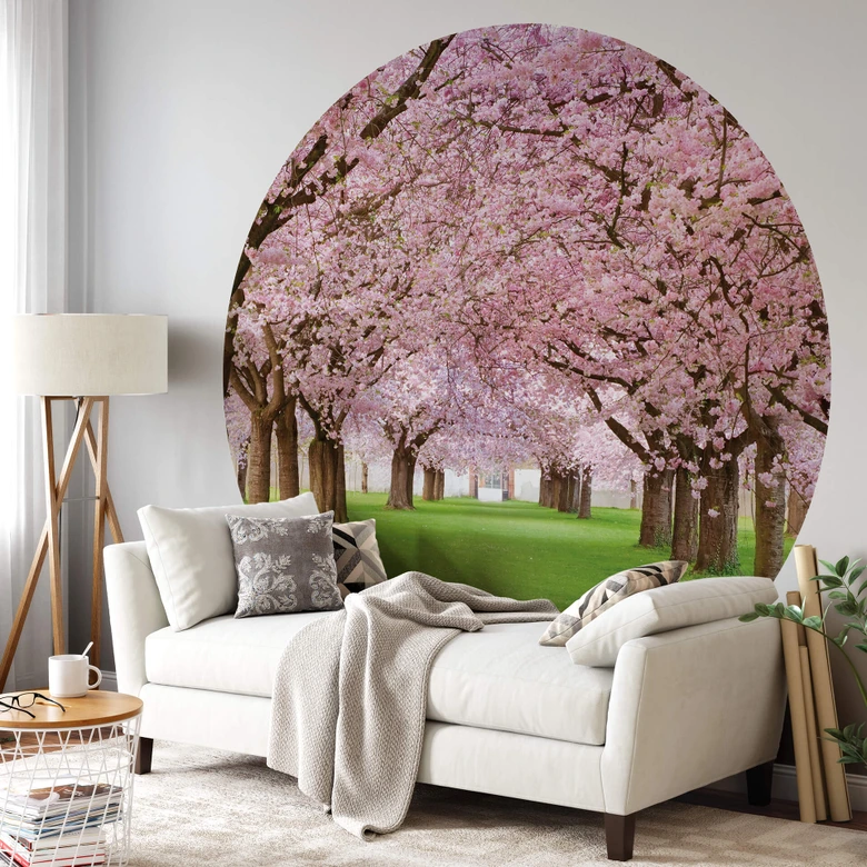 Round wall mural Spring Time - non self-adhesive/self-adhesive wallpapers 