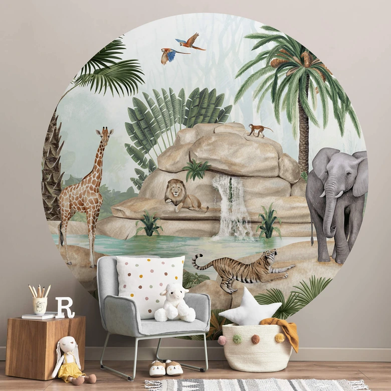 Behangcirkel Kikki Belle - Jungle Paradise - vliesbehang/zelfklevend vliesbehang 