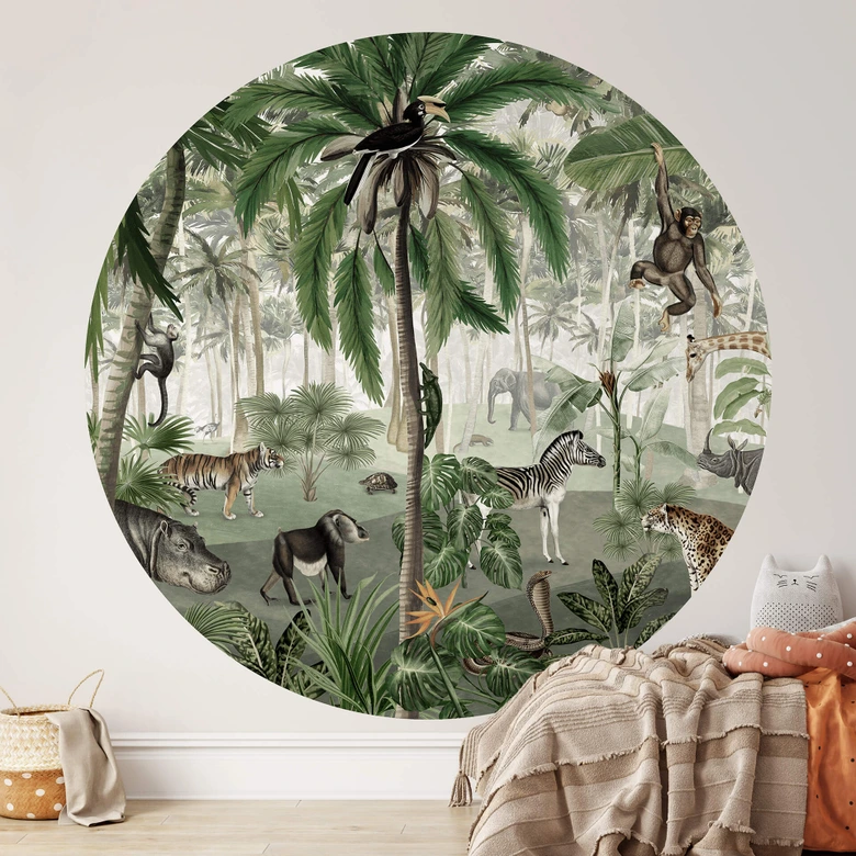 Behangcirkel Kikki Belle - Searching in the Jungle - vliesbehang/zelfklevend vliesbehang 