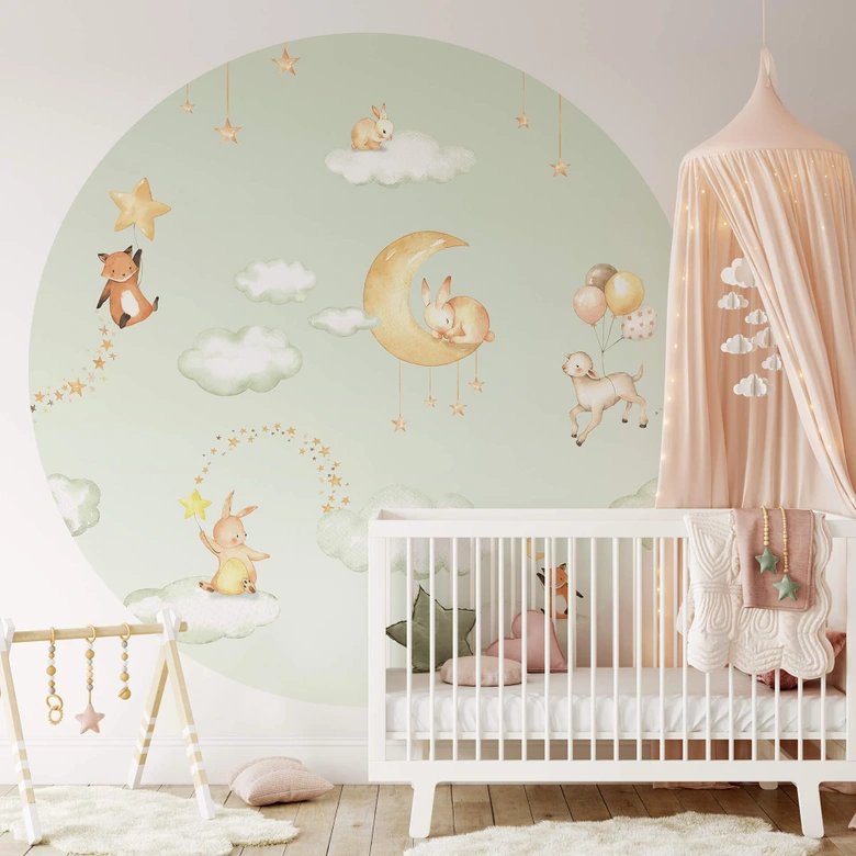Oliver Robins - Sweet dreams green - Round - tapeta flizelinowa/tapeta flizelinowa samoprzylepna 