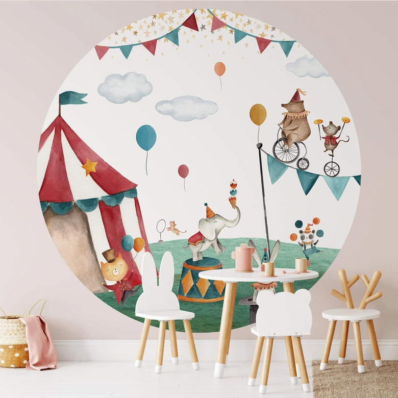 Oliver Robins - Szalony cyrk - Fototapeta okrągła - tapeta flizelinowa/tapeta flizelinowa samoprzylepna 