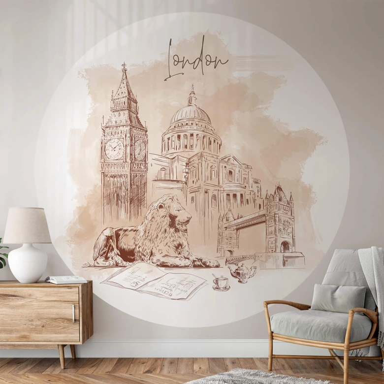 Fototapete London - Rund - Love your City - Selbstklebend/Vlies 