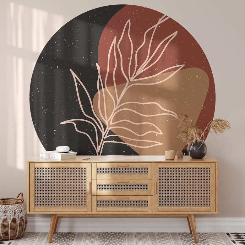 Fotomural NKTN - Contorno de hoja - Redondo - Papel pintado autoadhesivo/no tejido 